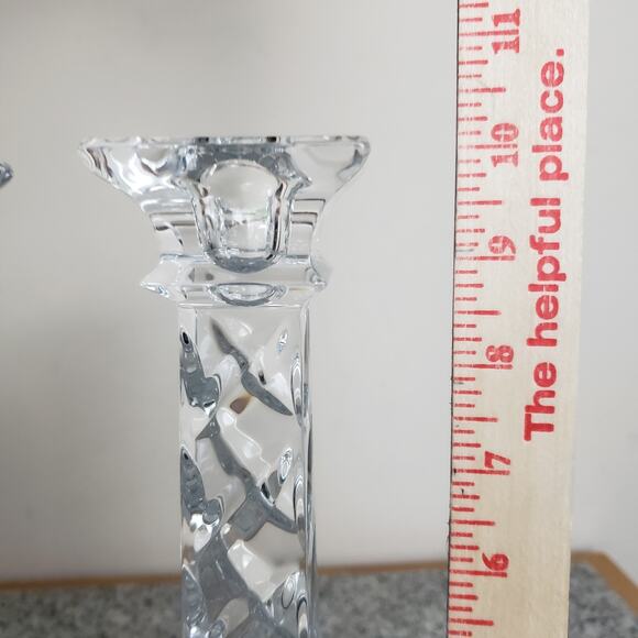 Set of 2 24% Lead Crystal Taper Candlesticks. Made In Slovenia. 10" Tall. Mint - Picture 12 of 14